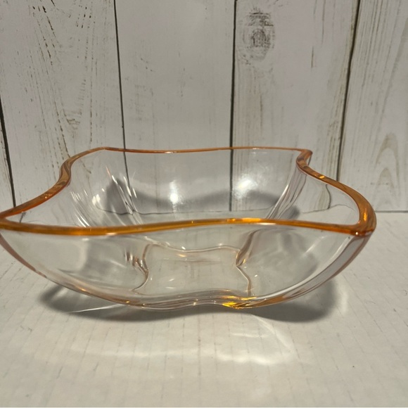 Villeroy & Boch Wave Dip Bowl Clear Glass With Deep Amber Rim 6" - Picture 3 of 6